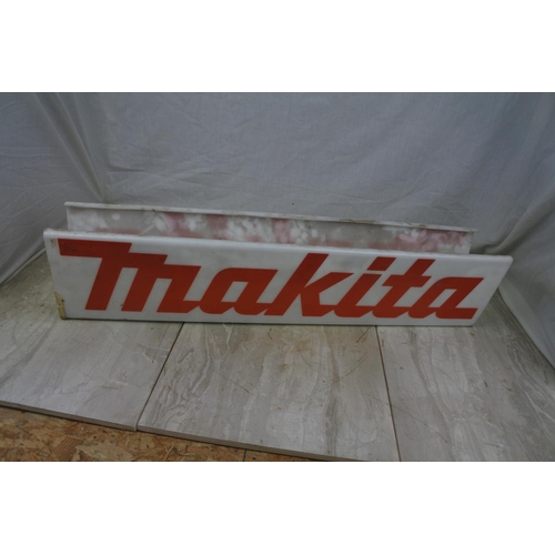 129 - A vintage Makita advertising sign, Approx 66x15x12cm.