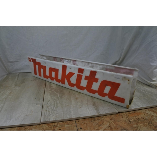 129 - A vintage Makita advertising sign, Approx 66x15x12cm.