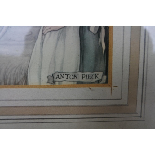 130 - A small framed antique style comical picture by Anton Pieck, Approx 27x22cm.