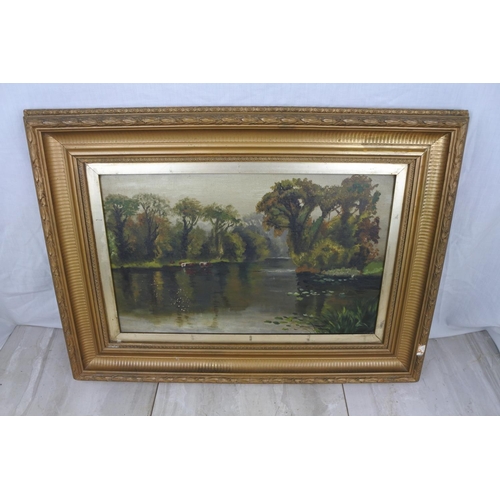 133 - A gilt framed oil painting, unsigned. M Carson picture frames Belfast, Approx 41x56cm.