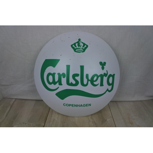 136 - A Carlsberg light cover, Approx 38cm in diameter.