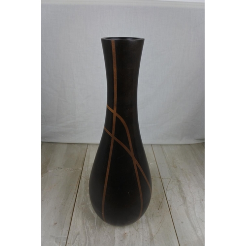 139 - A large decorative wooden vase, Approx 48cm in height.