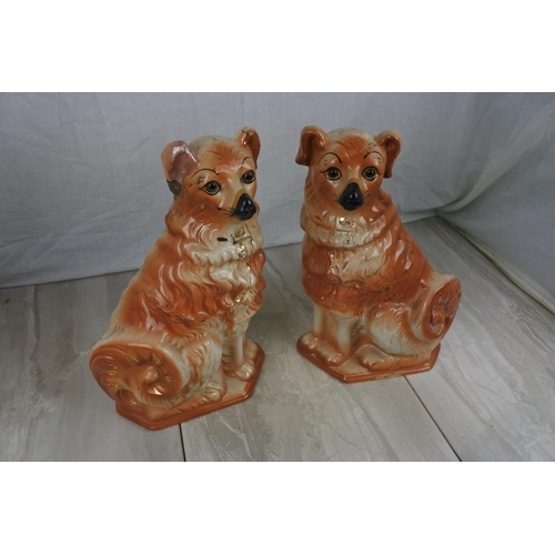 156 - A stunning pair of antique mantle dogs (a/f), Approx 33cm in height.