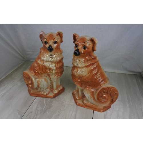 156 - A stunning pair of antique mantle dogs (a/f), Approx 33cm in height.