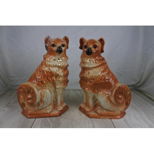 156 - A stunning pair of antique mantle dogs (a/f), Approx 33cm in height.