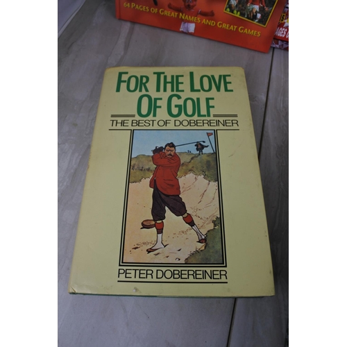 172 - A lot of Manchester United annuals and three Golfing themed books.