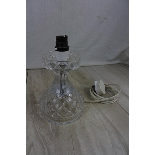 182 - A cut glass table lamp base, Approx 20cm in height.