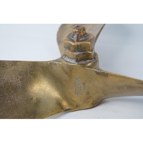 203 - A stunning solid brass propellor, Approx 40cm in diameter.