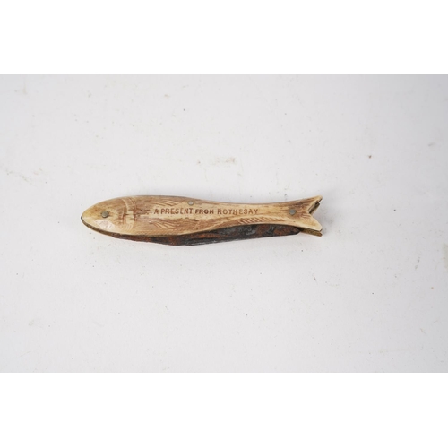 239 - A Prolift pocket knife modelled as a fish, reading, 'A Present from Rothesay'.