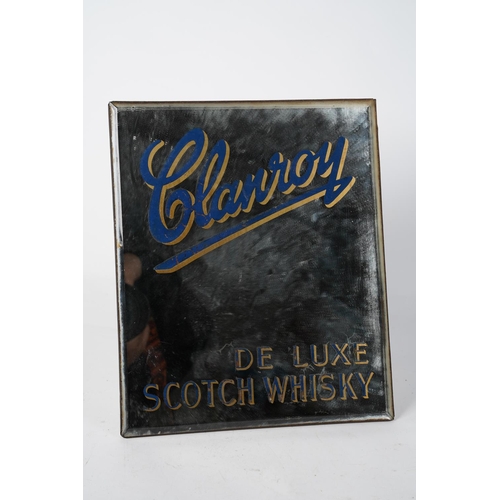 244 - A vintage pub mirror for Clanroy de Luxe Scotch Whisky, Approx 26x30cm.