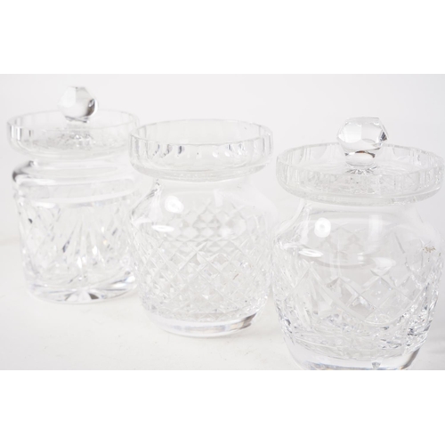 327 - Three Waterford crystal preserve pots (one missing lid).