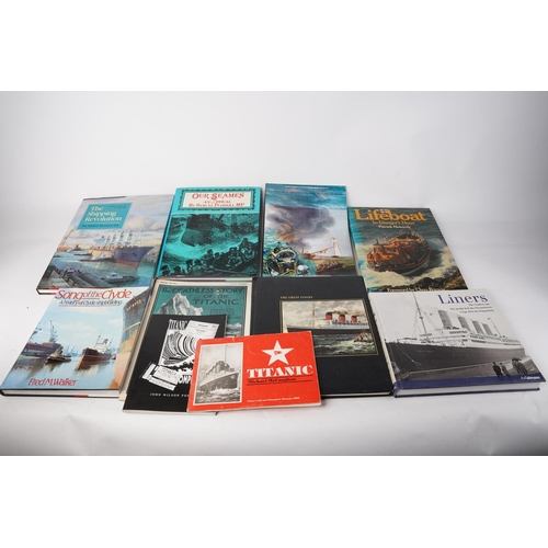 361 - A collection of nautical themed books to include Titanic by Michael McCaughan, Lifeboat In Danger's ... 