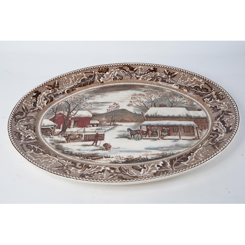 380 - An antique Johnson Bros 'Historic America - Home for Thanksgiving' platter.