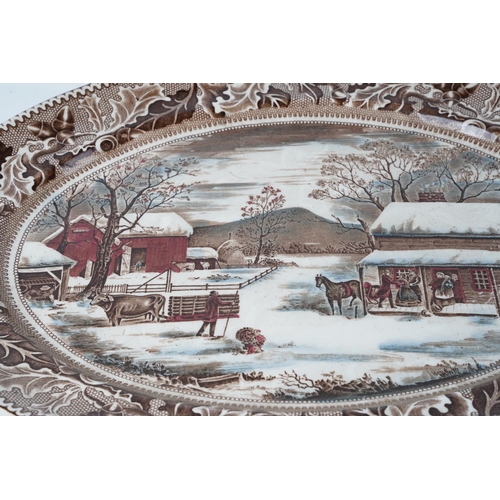 380 - An antique Johnson Bros 'Historic America - Home for Thanksgiving' platter.