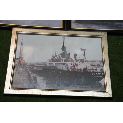 385 - Five vintage framed photographs of fishing vessels.