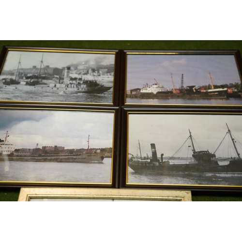 385 - Five vintage framed photographs of fishing vessels.