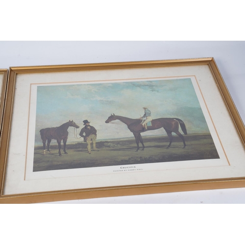 392 - A pair of antique style horse racing prints 'Crucifix' and 'Eleanor'.