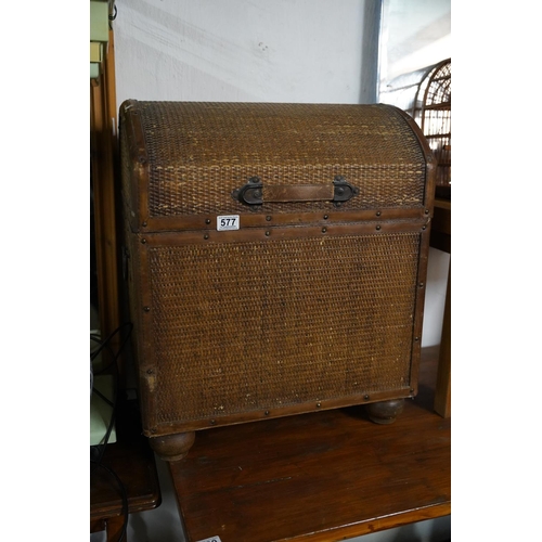 577 - A stunning rattan storage chest.