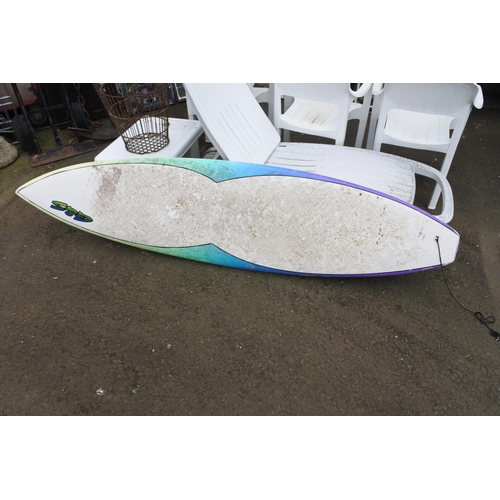 752 - A G & S surf board.