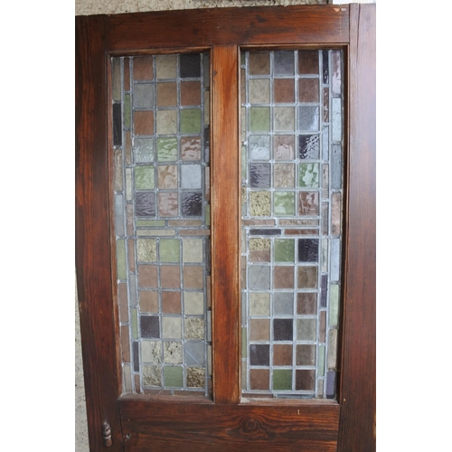 757 - An antique door with stained glass panels, salvaged from the Atlantic Bar/ Londonderry Hotel Portsuh... 