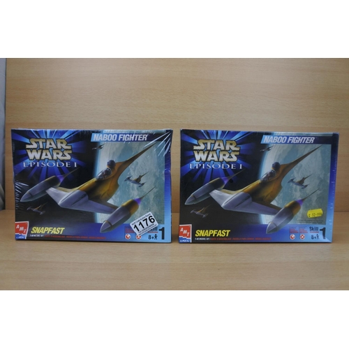 1176 - Two boxed and new Star Wars Episode 1 Naboo Fighter ktis.