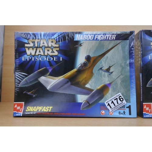 1176 - Two boxed and new Star Wars Episode 1 Naboo Fighter ktis.