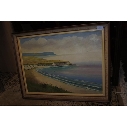 1177 - A vintage framed oil painting by artist J J O'Neill (small rip in canvas), Approx 70x54cm.