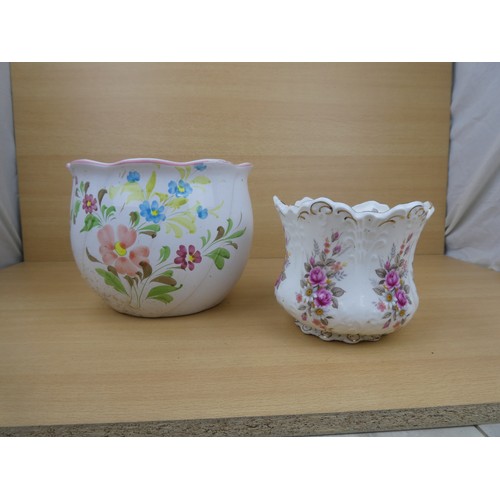 745 - Two ceramic floral planters, Tallest Approx 18cm in height.