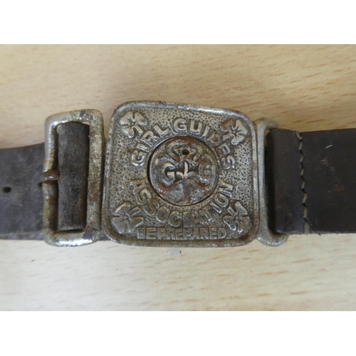 50 - A vintage Girl Guides leather belt and whistle.