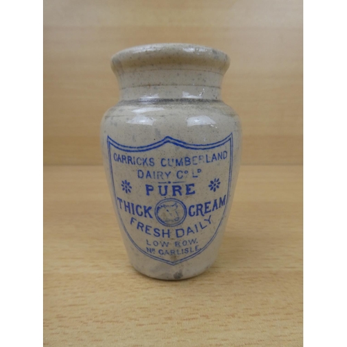 64 - An antique Carrick Cumberland Dairy Co, Carlisle stoneware pot.