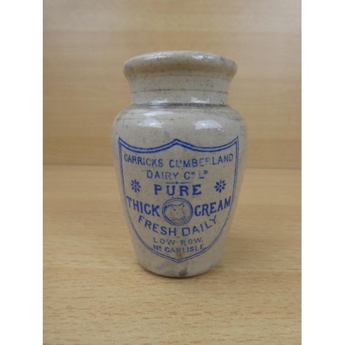 64 - An antique Carrick Cumberland Dairy Co, Carlisle stoneware pot.