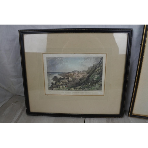 164 - Two vintage framed prints 'Giant's Causeway and Lismore Castle', Largest Approx 33x29cm.