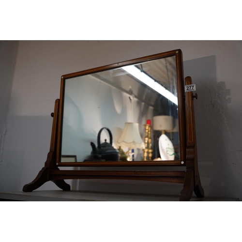 277 - A stunning dressing table mirror in decorative inlaid frame / stand, Approx 66x55cm.