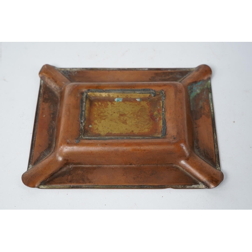 286 - An antique copper ashtray with enamel plaque, reading, 'Herbert Terry and Sons - Redditch - A Perfec... 