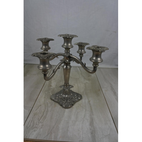 430 - A five branch silver plated candelabra.