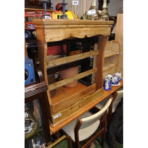 462 - An antique pine mug rack, measuring 72cm x 82cm x 15cm.