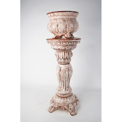 508 - An Italian pottery jardinière on stand, 75cm tall.