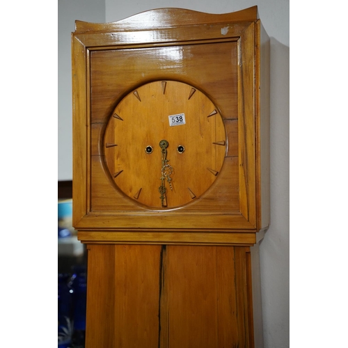 538 - An unusual handmade Art Deco longcase clock.