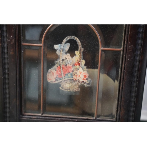 570 - A stunning antique German box clock with a floral panel.