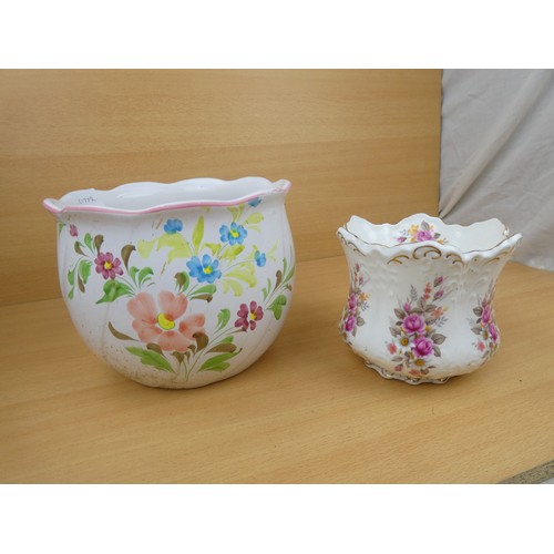 745 - Two ceramic floral planters, Tallest Approx 18cm in height.