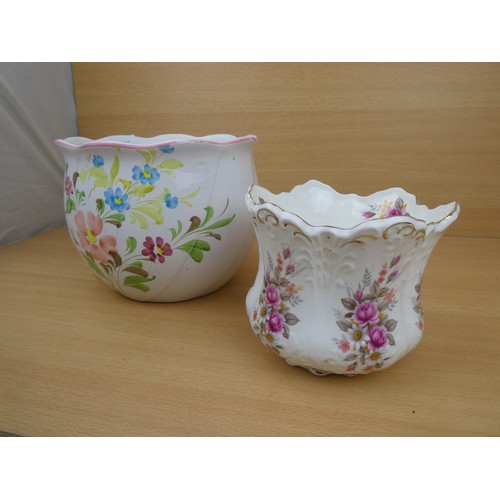 745 - Two ceramic floral planters, Tallest Approx 18cm in height.