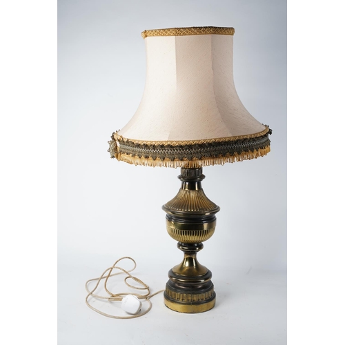 807 - A large metal based table lamp and shade.