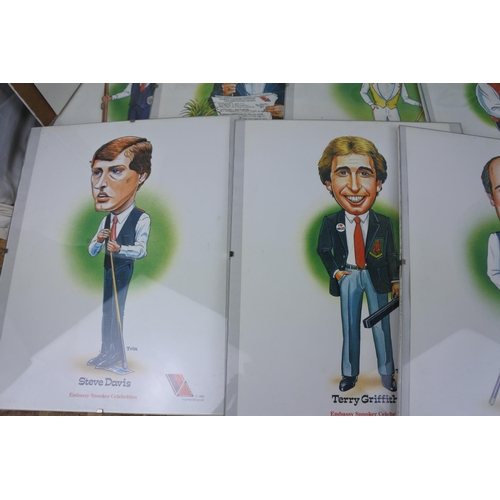 910 - A lot of unframed Snooker player caricatures.