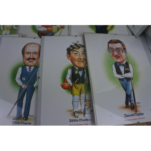 910 - A lot of unframed Snooker player caricatures.