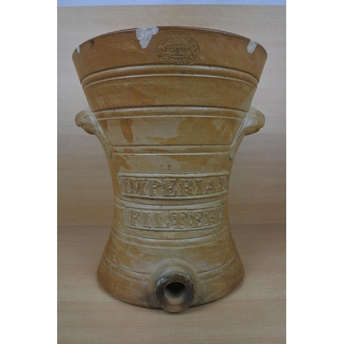 962 - An antique Port Dunham Pottery Co 'Imperial Filter' stoneware flagon (a/f).