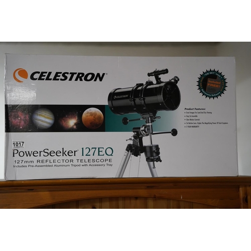 1017 - A boxed Celestron PowerSeeker 127EQ 127mm Reflector Telescope.