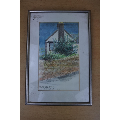 1097 - A framed coloured pencil sketch 'The Doctor's House' by William Fraser Watt.