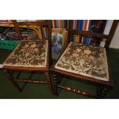 1138 - A pair of antique oak framed bedroom chairs.