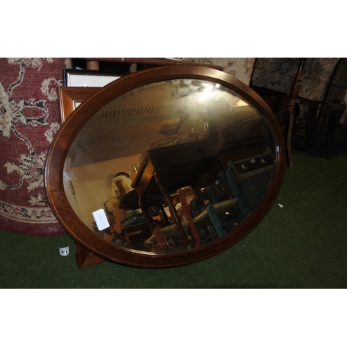 1139 - A stunning antique mahogany and inlay oval wall mirror.