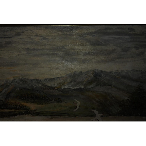 1148 - A large framed oil on board signed C Fisher, Approx 85x70cm.